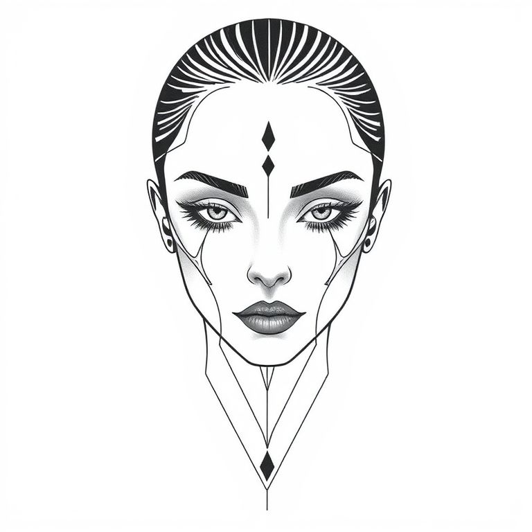 a drawing of a woman's face