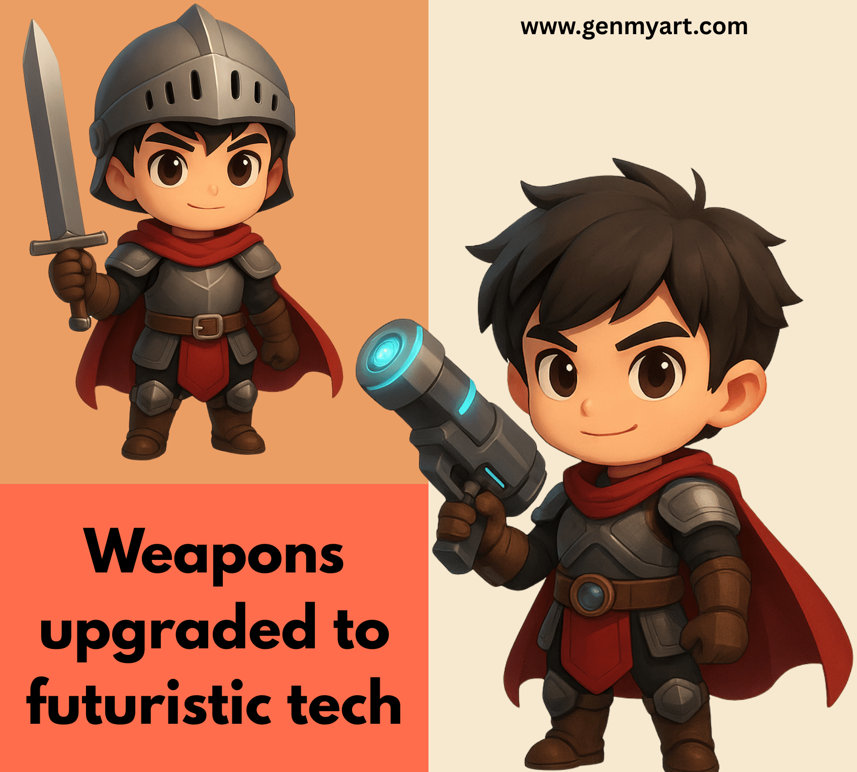 Weapons upgraded to futuristic tech - GenMyArt
